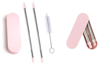 Collapsable Telescopic Reusable Drinkable Straw (1 or 2-Pack)